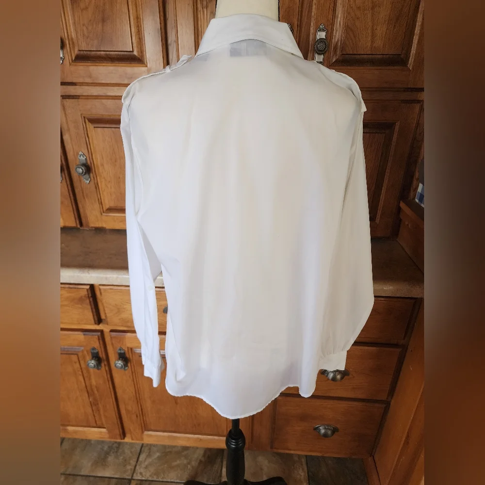 Diane Von Furstenberg White Utility Long Sleeve Blouse Size 12 - Picture 8 of 8